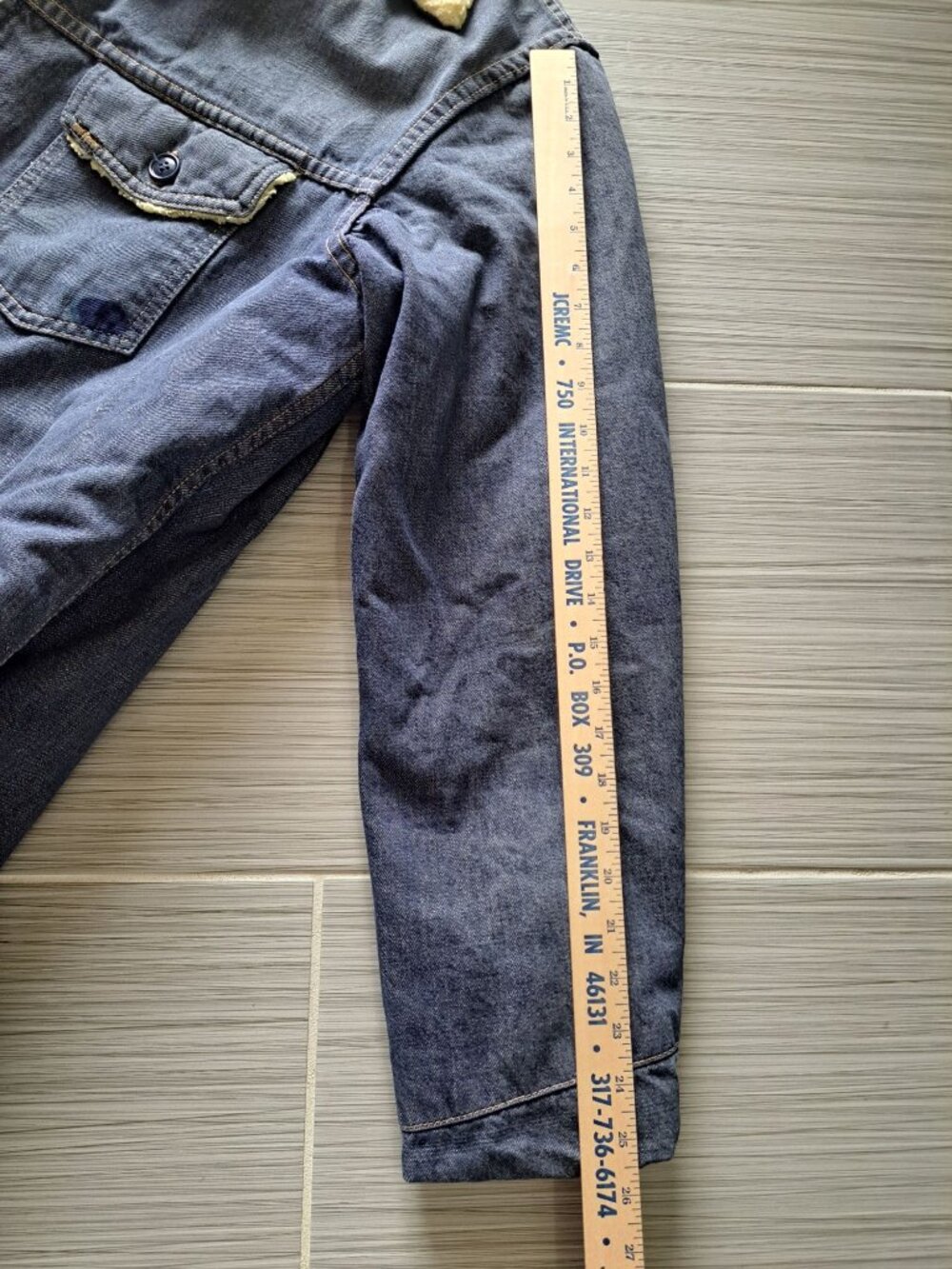 Vintage 70's Sears Roebucks Sherpa-Lined Denim Jacket  Work Coat L Blue Men's - Picture 12 of 13